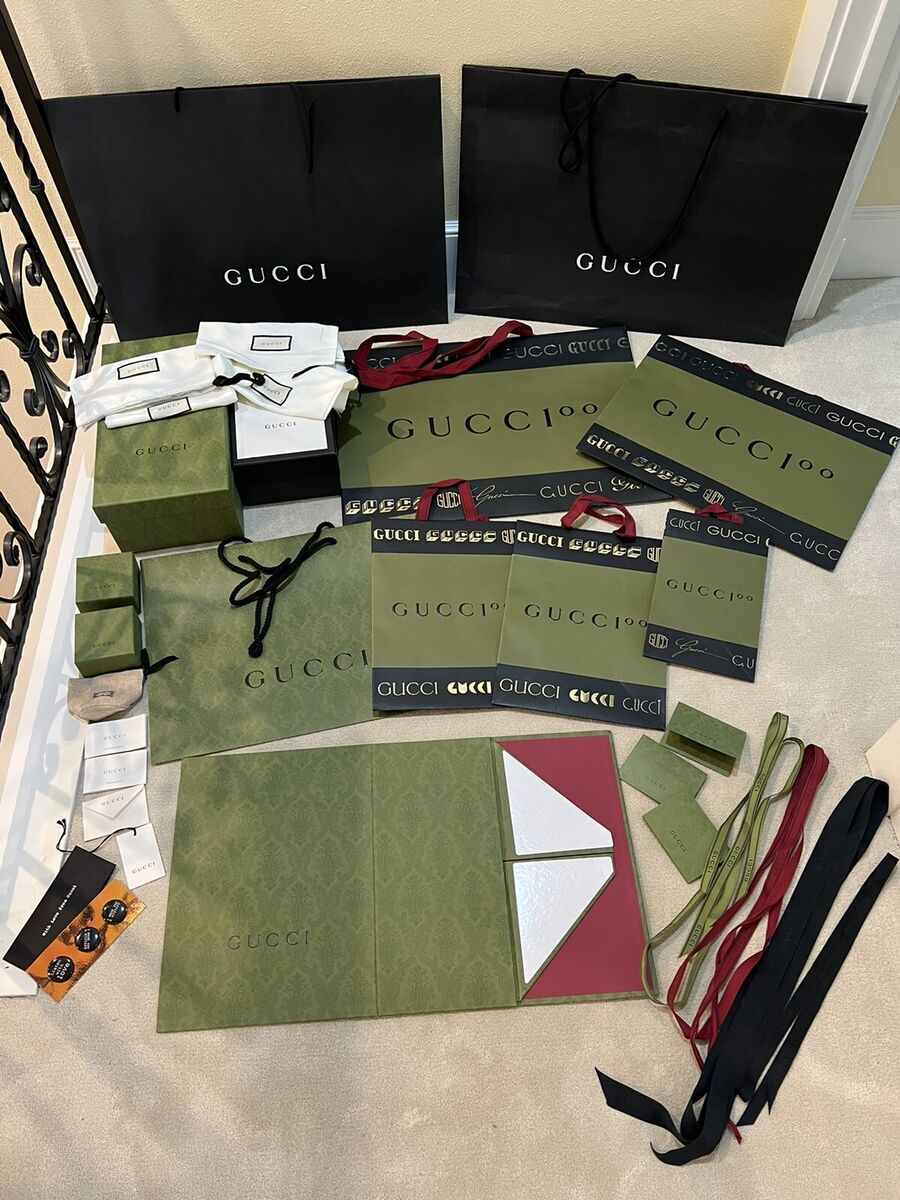 Lot of Gucci packaging bags shoe jewelry Belt boxes ribbons Lot of Gucci packaging bags shoe jewelry Belt boxes ribbons