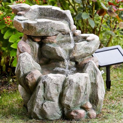 Solarbetriebene Außenfels-Wasserfontäne | Gartenvogelbad