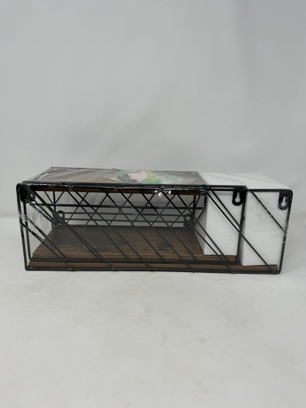 Floating Shelves Set Of 3 10,13,16” Long Pre-assembled Wood And Black Metal new!
