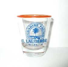 Paradise Found Ft. Lauderdale Florida Blue Red and Clear Collector Shot Glass G4