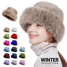 Fluffy Fur Bucket Hat - Warm Fisherman Plush Winter Hat Women Thick Furry Faux