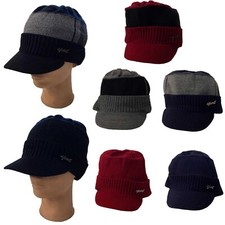 Men Women Winter Knit Cap Beanie Ski Visor Faux Fur knit Cap Hat:solid 2 tone