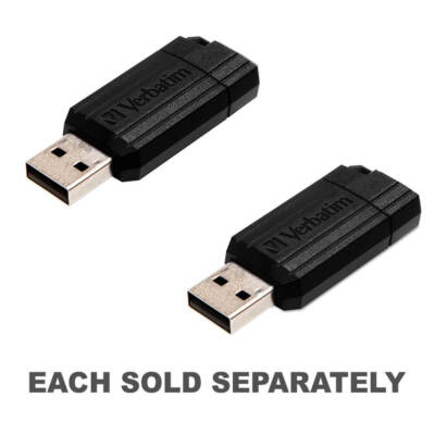Verbatim Store And Go Pinstripe USB Drive Black Lightweight Slim Retractable