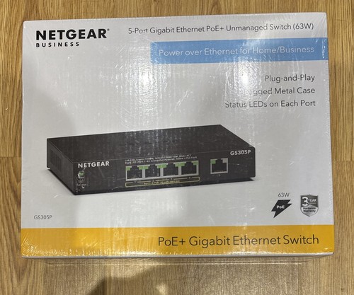 NETGEAR GS305Pv2 Unmanaged Wired Gigabit Ethernet 5 Ports Network Switch Black