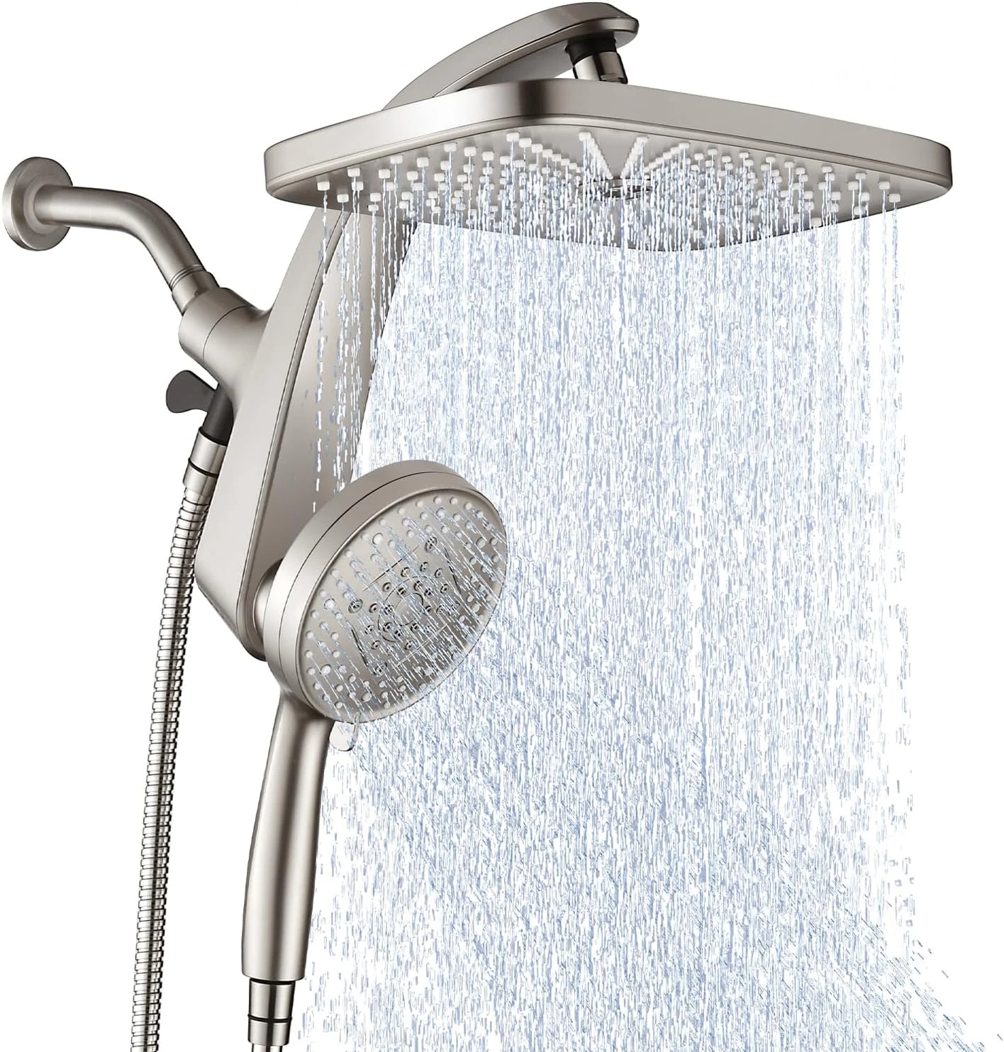 High Pressure Rain Shower Head Combo Handheld 10 Spray Modes Magnetic Docking