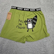 The Lazy One Boxer Shorts Loungewear Pull My Finger Funny Green NEW W TAGS
