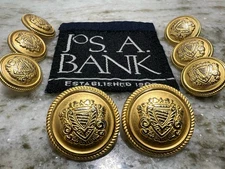 Jos A Bank Gold Replacement Buttons Set of 8 Front 2 Sleeve 6 Metal Shank