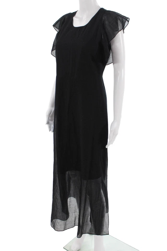 Maxi vestido negro Theory para mujer con cremallera cuello redondo largo talla 6 Foto 2 de 4