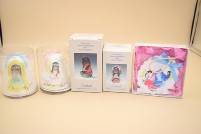 5 De Grazia Christmas Ornaments Annual 1984 1985 Bell Goebel Native American