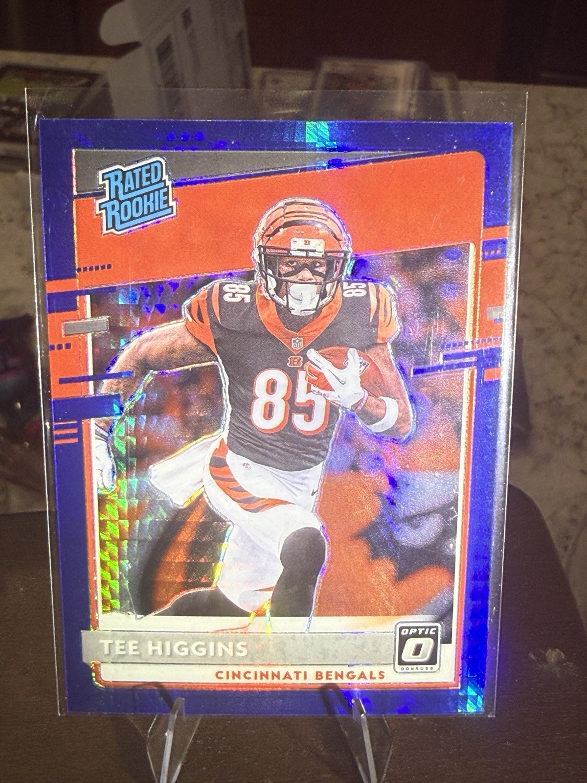 2020 Panini Donruss Optic - Rated Rookies Tee Higgins #160 Blue Hyper Prizm (RC)