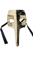 Vintage Long Nose 24kt Gold Sheet Music Venezia Italy Masquerade Face Mask