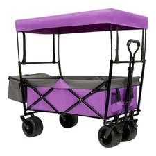 Collapsible Garden Wagon Camping Wagon Stroller w/Canopy & All Terrain Wheels