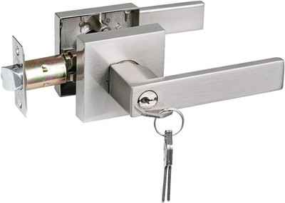 Front Door Lock Set,Keyed Alike Door Handle with Single Cylinder Deadbolt,Silver