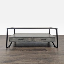 Glass Top Coffee Table with Drawers