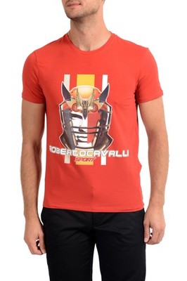 Roberto Cavalli ''SPORT'' Men's Red Graphic Stretch T-Shirt US M IT 50