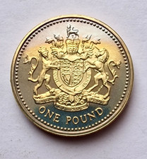 1983 Elizabeth II - PROOF £1 One Pound Royal Arms Coin - Proof Mintage 107,800