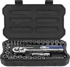 WORKPRO 39-Piece Drive Socket Set 1/4'' 3/8'' CR-V Metric Imperial Ratchet Wrenc