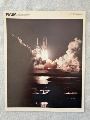 NASA STS-8 Night Launch Space Shuttle Photograph 1983 Astronauts & Space Travel