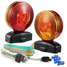 CZC AUTO 12V Magnetic Trailer Lights Two Sided Red & Amber Magnetic Tow Lights 