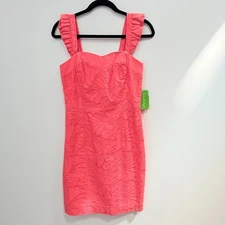 NWT Lilly Pulitzer Sarafina Dress Pink Salmon Cotton Size 4 $198 MSRP