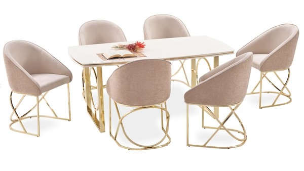 Modern Esstisch 6X StüHle Designer Luxus Esszimmer MöBel Essgruppe-image