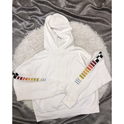 Vans Women's White Pullover Hoodie Double Sleeve Street Wear Elastic Waist Sz S