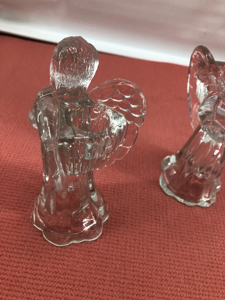 Candelabros Angels Navidad 6 pulgadas de altura vela vacaciones vidrio transparente Foto 3 de 4