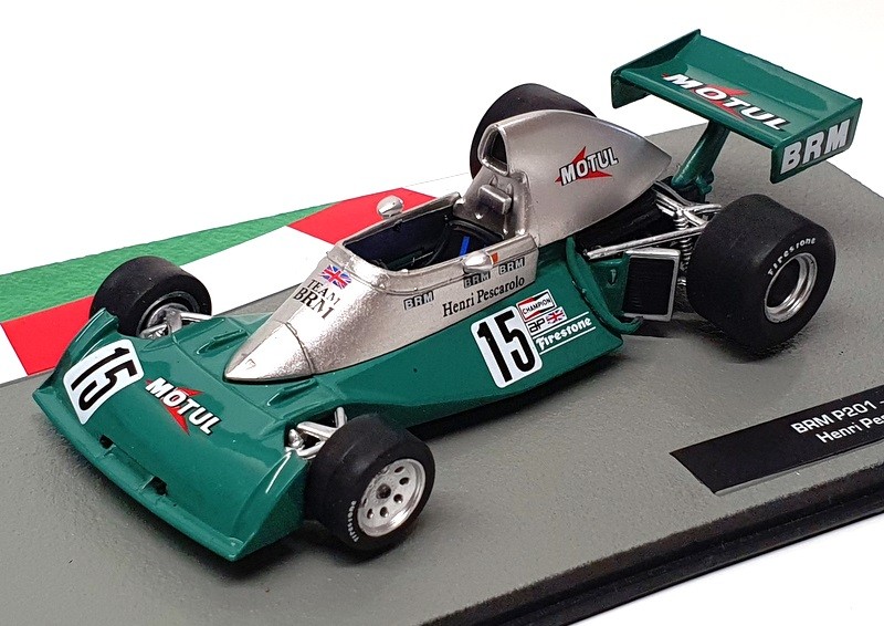 Altaya 1/43 Scale BRM P201 F1 1974 #15 Henri Pescarolo Green Silver Model