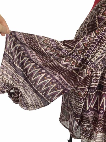 Hayden Womens Large Sheer Multicolored Blouse Long balloon Sleeve v neck NWT-541 - Picture 4 of 10