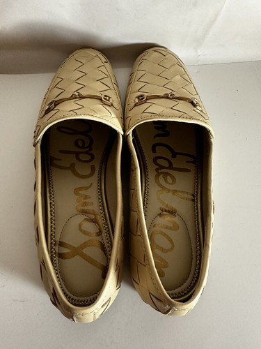 Mocassini classici a catena Sam Edelman Loraine in pelle intrecciata con guscio d'uovo nuovi con scatola taglia 11M - Foto 8 di 11