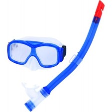 MASCHERA E BOCCAGLIO DA SUB COLORI ESTIVI BLU ELETTRICO GOMMA PLASTICA