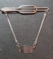 Vintage FCC Sterling Silver Forstner Chain Tie Bar, Ready For Engraving