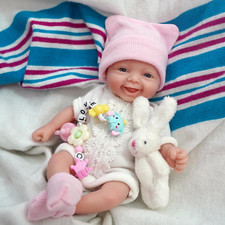 7 Inch Mini Silicone Baby, Reborn Baby Dolls Silicone Full Body Girl Grace, R...