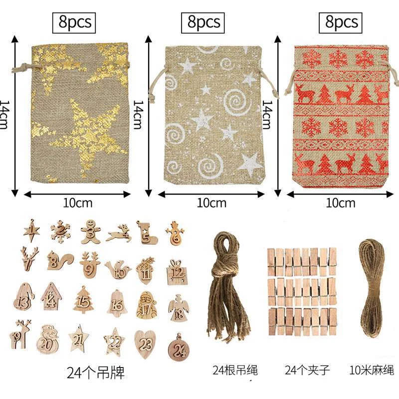 Countdown Hanging Gift Calendar 24PCS Sacks Pouch Bag Christmas  Advent - Image 4 of 4