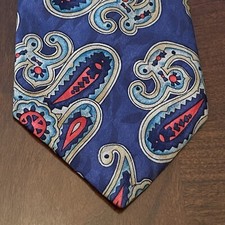 Vintage Liberty Of London Blue Red Green 100% Imported Silk Made In USA