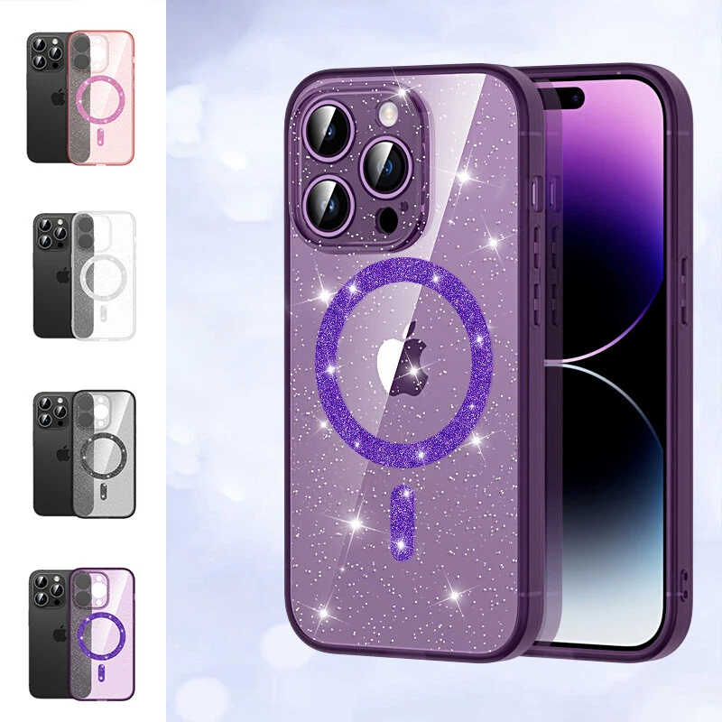 Sparkle Shining Pink Clear MagSafe Magnetic Case for iPhone 12 13 14 ProMax/Plus