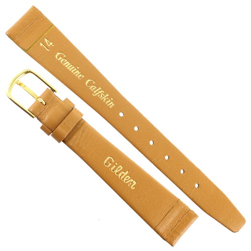 14mm Gilden Gold Beige Genuine Calfskin Leather Unstitched Ladies Band 862030 - Picture 3 of 3