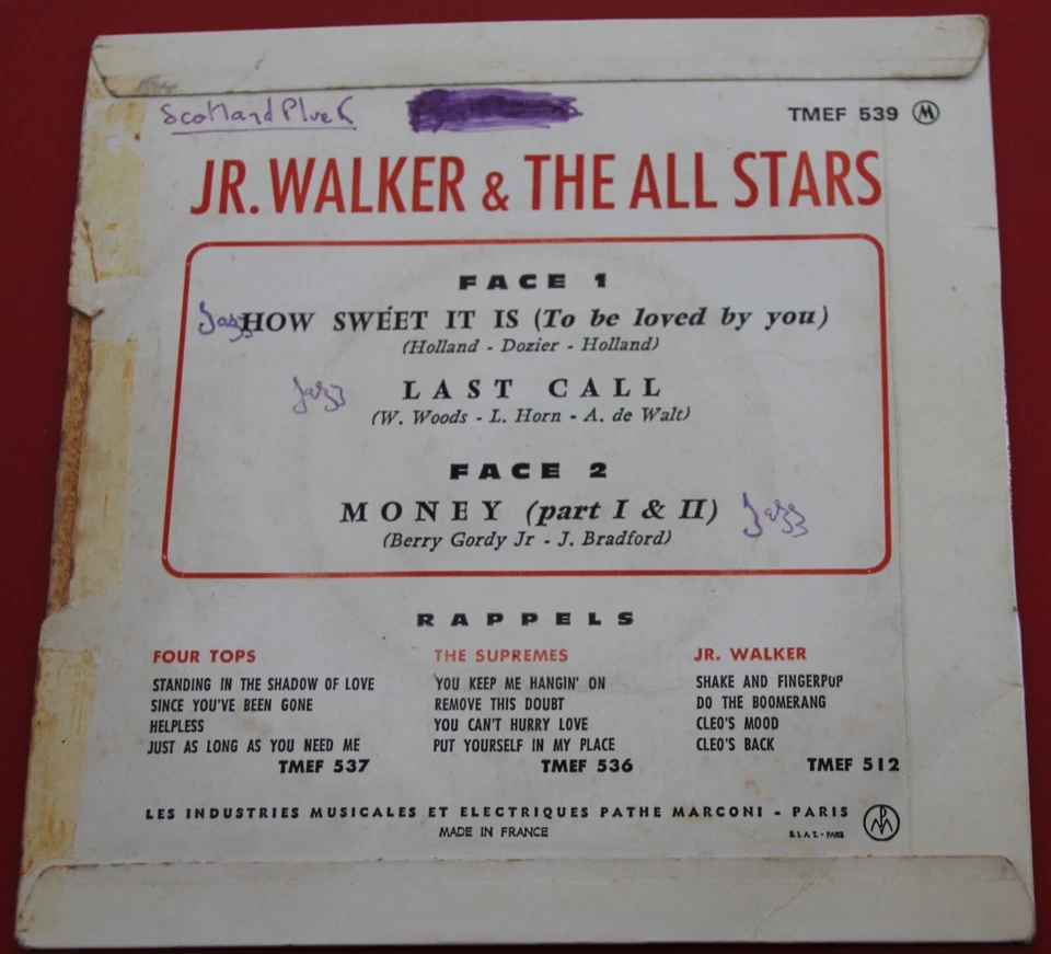 Soul French EP  JR. Walker : How sweet it is +3 VG-/VG++ 1966 Tamla Motown - Photo 2/2