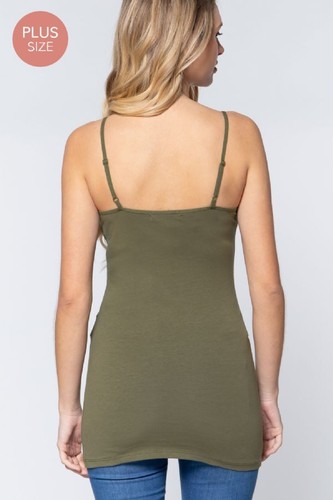 XL 1XL 2XL 3XL Women Tank Top Plus Size Long Cotton Cami Spaghetti Straps No Bra - Picture 102 of 197