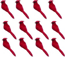 Cardinal Bird Clip On Christmas Tree Ornaments Decorations Bulk Set of 12