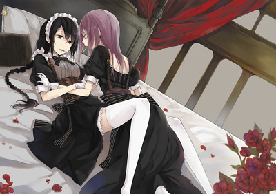 Anime Girls Two Women Original Characters Maid  Gaming Mat Desk 25776