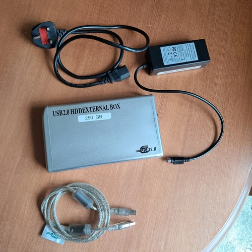 Vintage USB 2.0 250GB HDD External Hard Drive with Power Supply and USB Cable