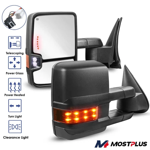 Pair Power Fold & Heated Side View Mirrors For 2007-2013 Silverado Serria Tahoe