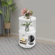 16*28.5" 2Tier Corner Bookshelf 360° Rotatable Bookshelf Floor Standing Bookcase