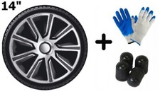 Radkappen Radzierblenden Radblenden 4xStück Veron Carbon Silber Schwarz 14" 3177