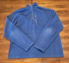 LL Bean Quarter Zip Fleece Mens Medium Pullover Blue 271474 Hiking Outdoors