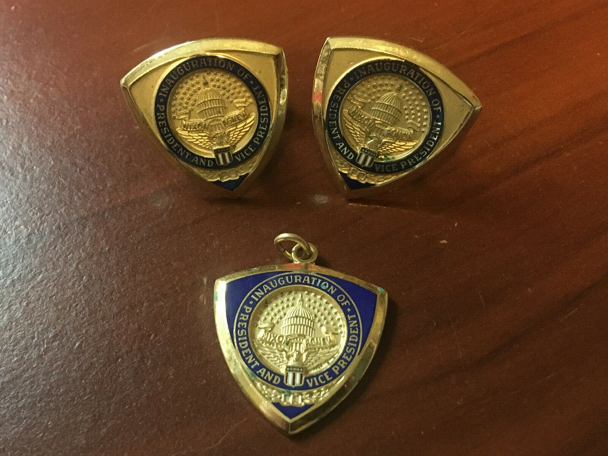 Inauguration 1973 Enamel Richard Nixon & Spiro Agnew Pair of