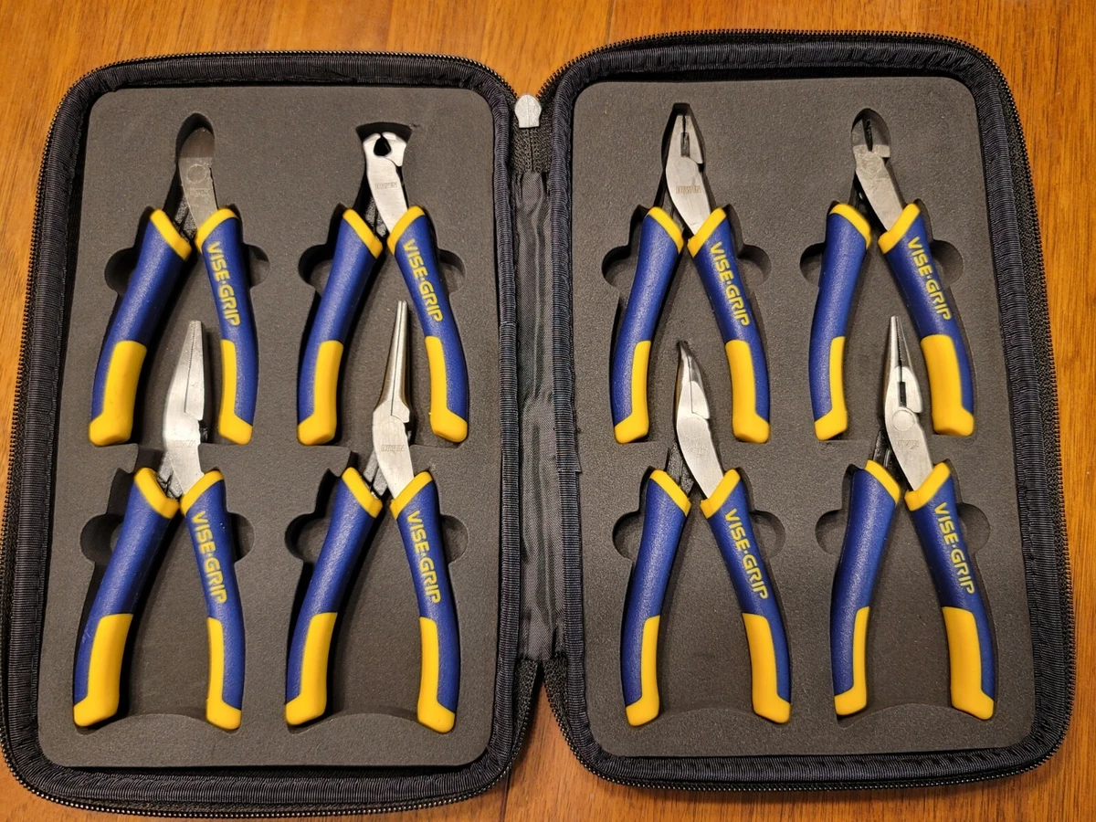Irwin ViseGrip 8pc Mini Pro Comfort Grip Pliers Set w Case 2078714