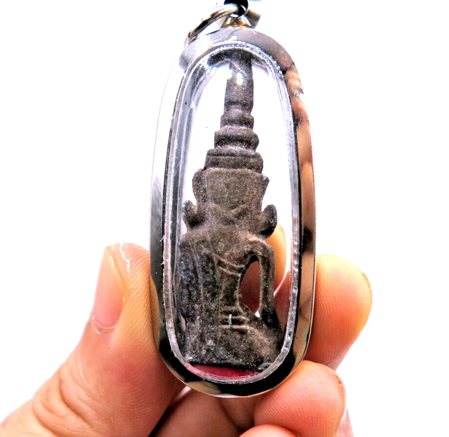 Antique Phra Chiang Saen Buddha Amulet Pendant 100+ Yrs Old Holy Thai Charm Rare - Image 4 of 4