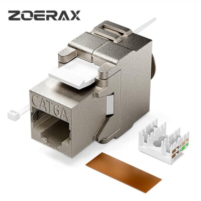 ZoeRax Módulo Keystone CAT6A, conector Keystone blindado RJ45 Cat 6A, 10 Gbit
